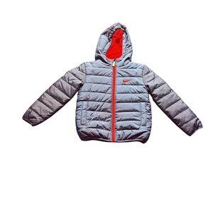 Nike Gray Puffer Jacket with Red Accents
